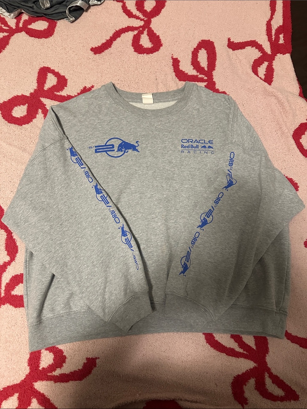 Redbull Oracle Gray Crewneck with Blue Redbull Logos